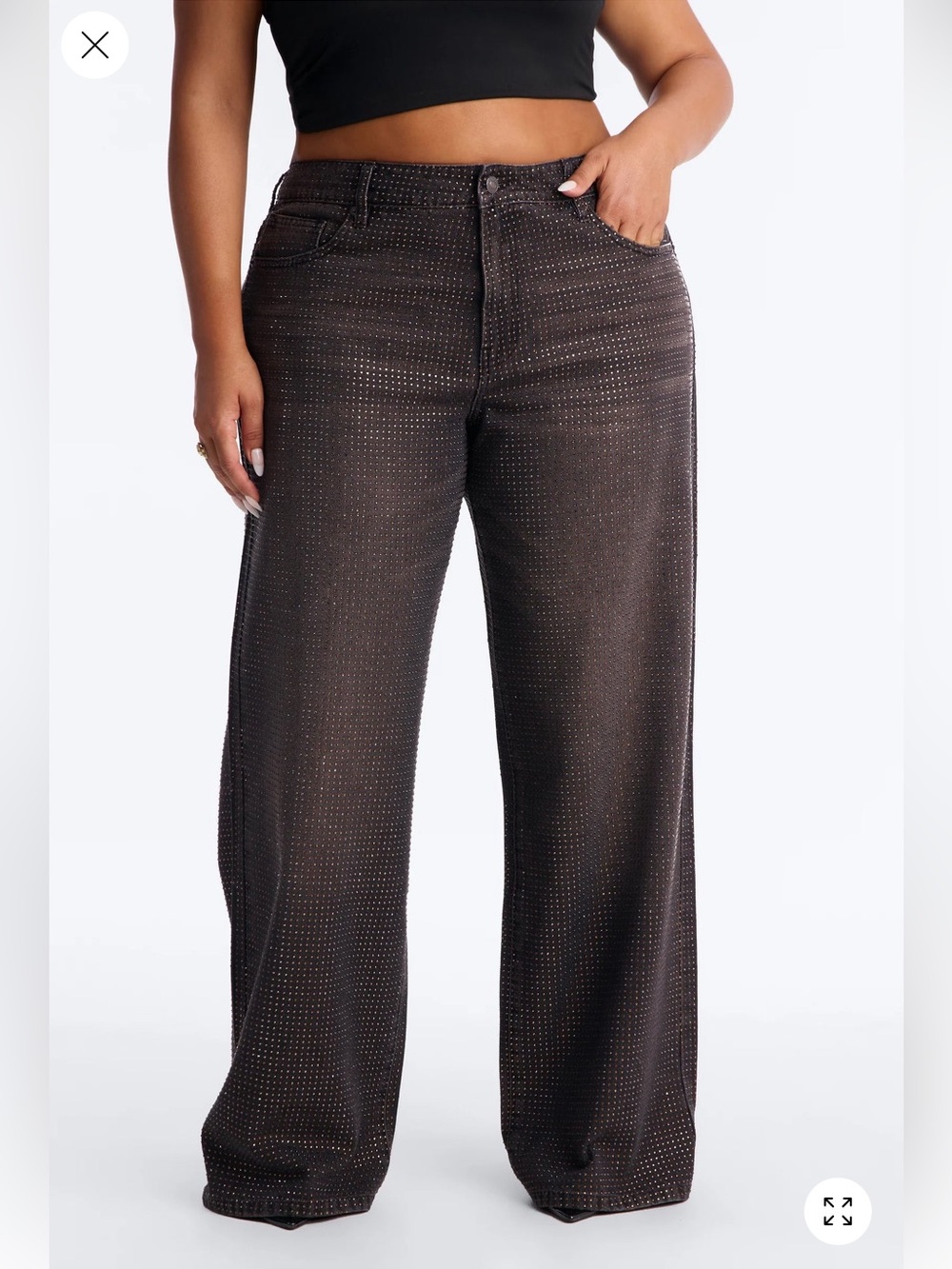 Fashion Nova Wide Leg Embellished Pants - Brown